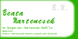 beata martencsek business card